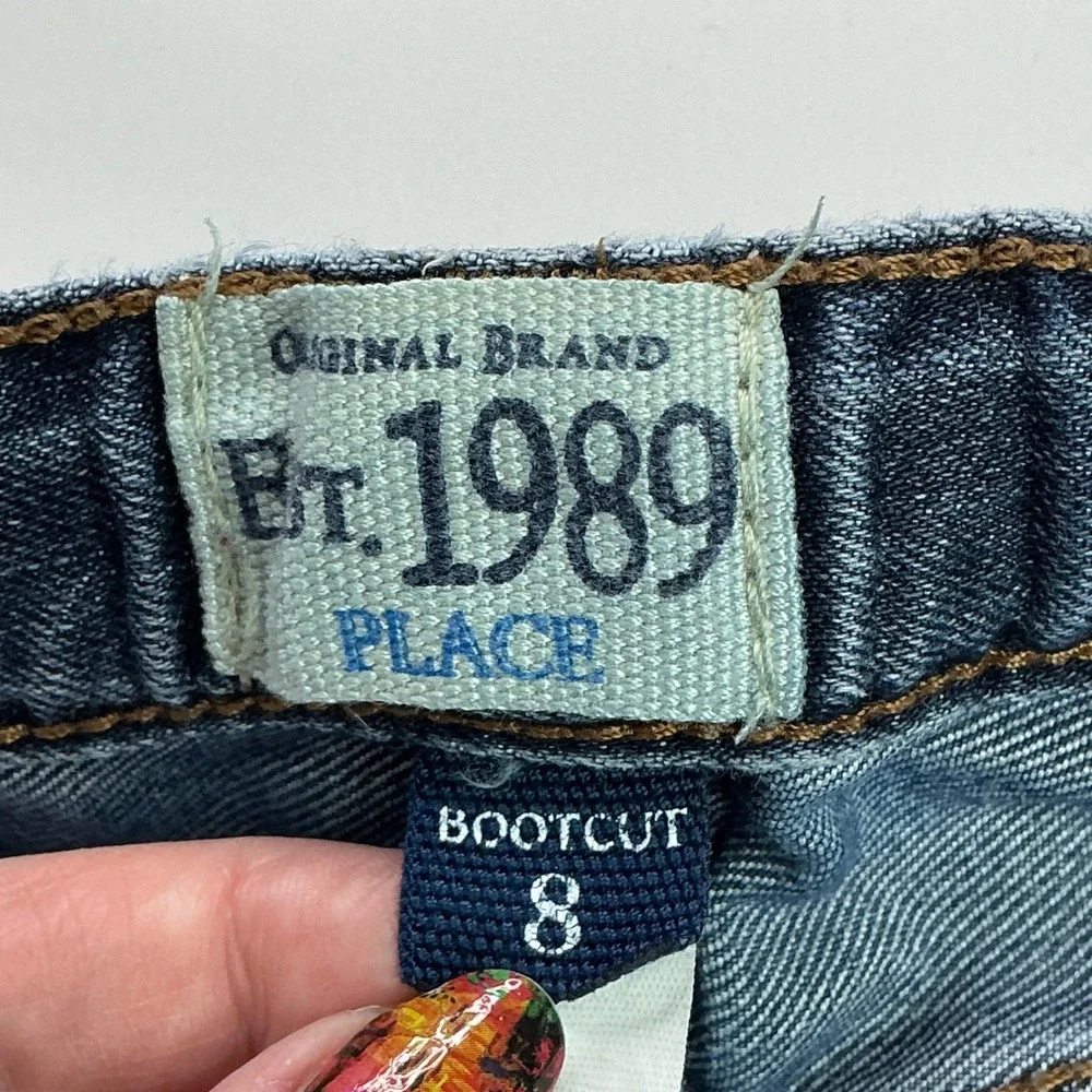 The Children's Place Blue Bootcut Jeans Kids Size 8 Adjustable Waist Denim